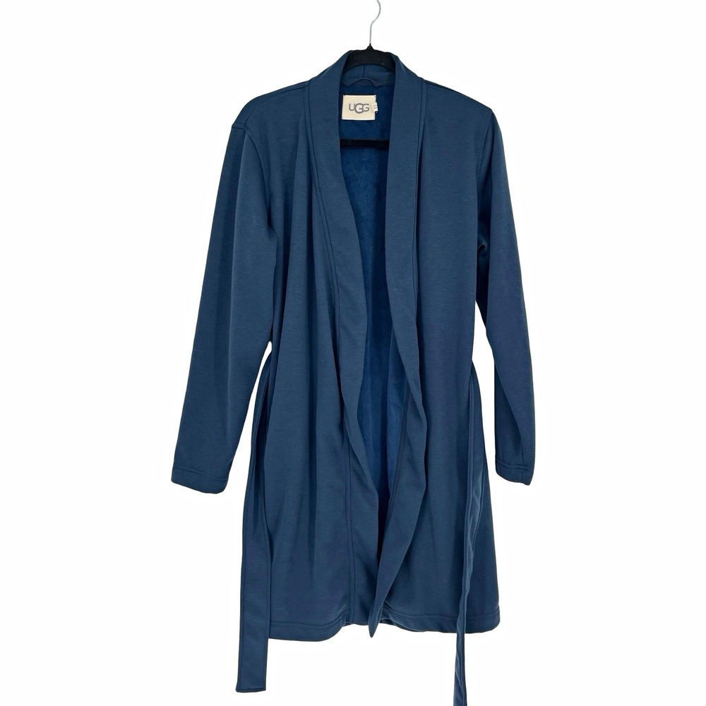 UGG Women's Navy Blue Belted Lounge Robe Soft Fleece Cardigan Duster M